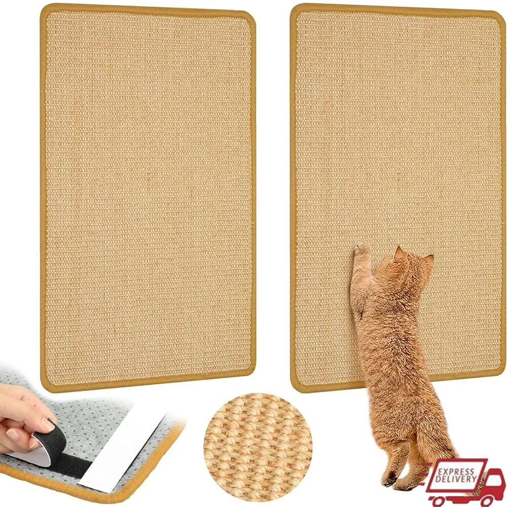 

Sisal Cat Scratching Mat 2 Packs Large Cat Scratch Pad Indoor Anti-Slide Design Protects Furniture Hook Loop Adhesive