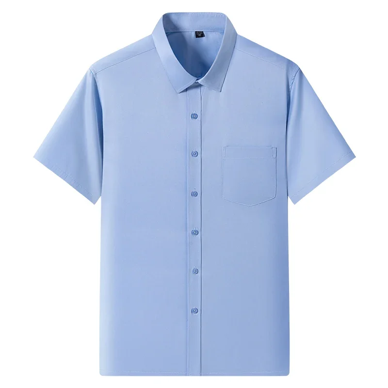 Men Slim Fit Camisa Social Business Anti-Wrinkle Men Shirts Short Sleeves Dress Shirts Blouse Pocket White Shirt 6XL 7XL
