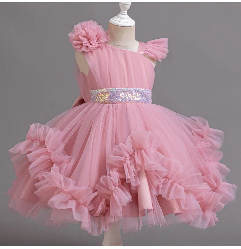 

2025 Flower Girl Wedding Dress Elegant Girl Model Fashion Show Dress 0-6 Year Old Carnival Dress Summer Cake Dress