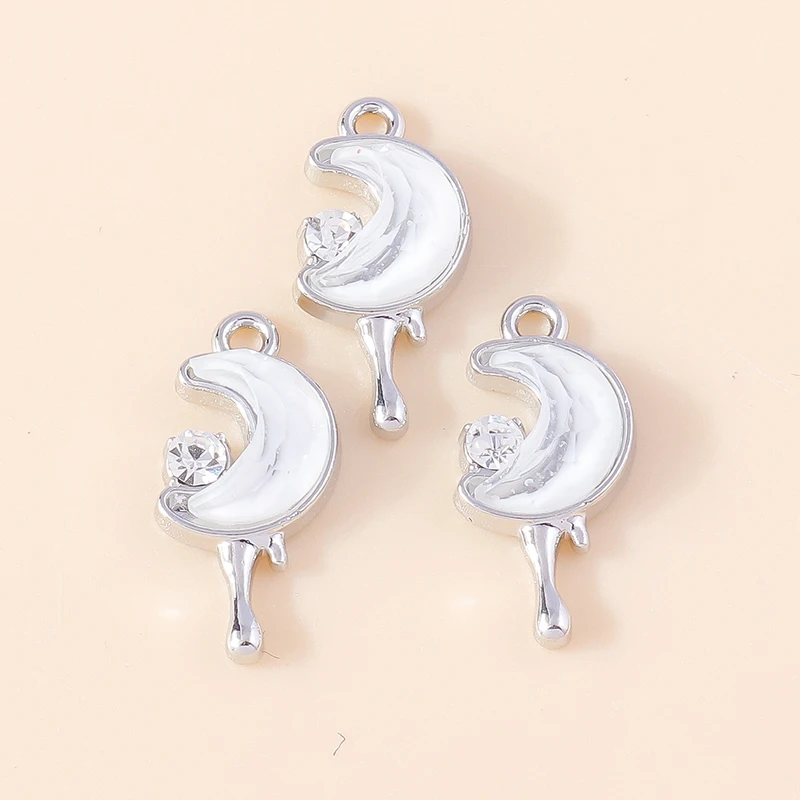 Leslie 4 Stück wunderschöne Gold-Silber-Farbe Kristall Polaris Charm für Schmuckherstellung Stern Mond Anhänger Halskette Armband Ohrring DIY – Detail 14