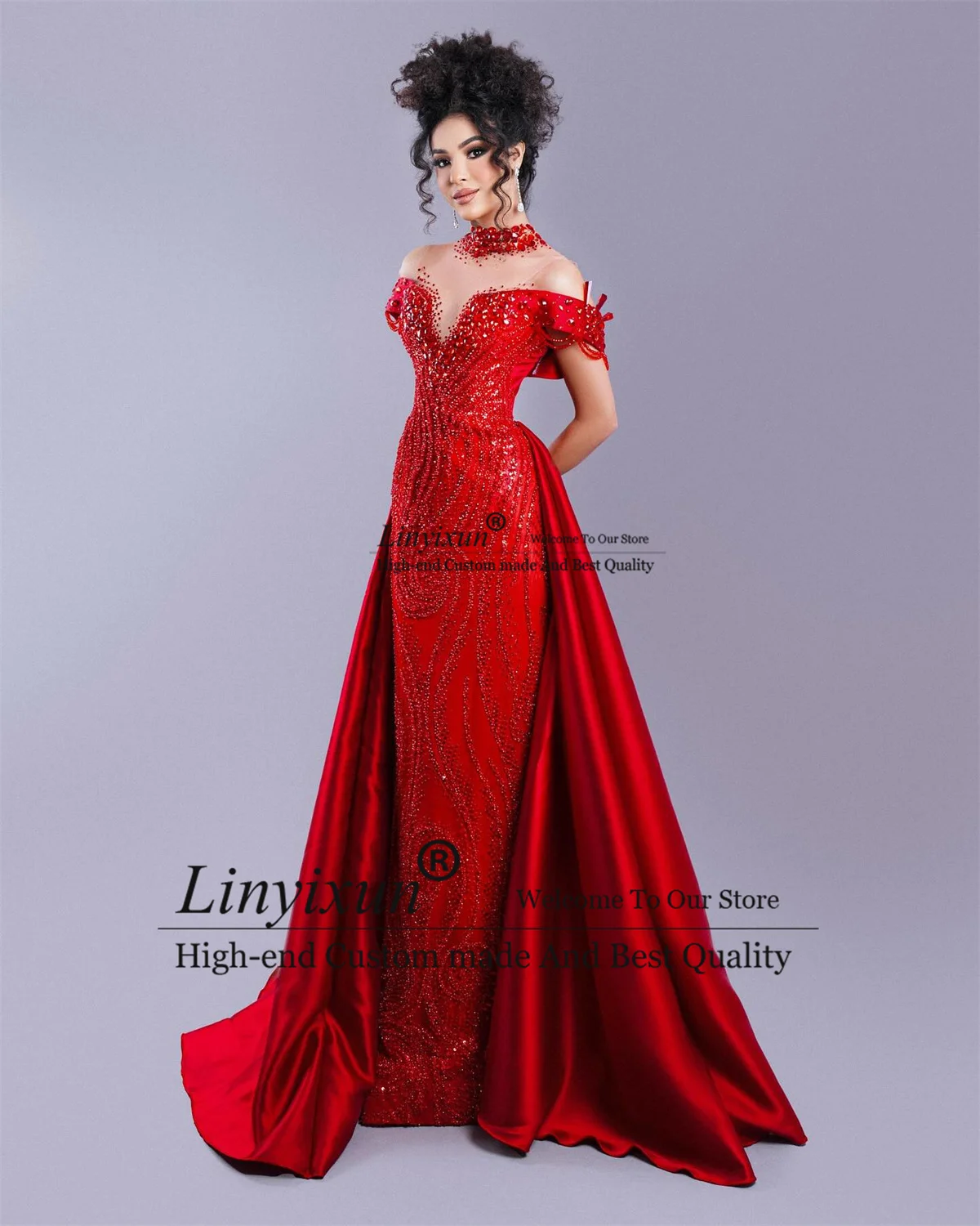 

Вечернее платье Aso Ebi «Русалка» с блестками, пайетками, аппликацией и кружевом, со съемным шлейфом, на заказ, для свадебной вечеринки