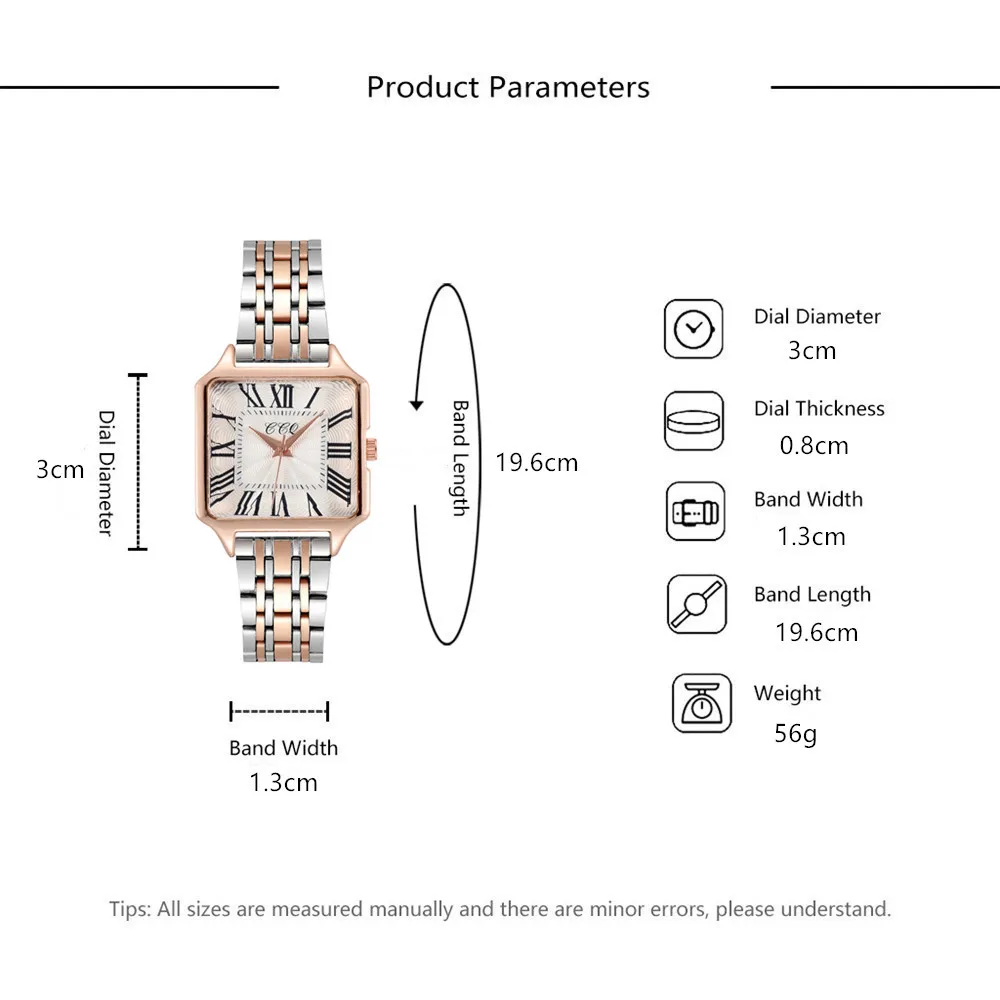 หรูหราผู้หญิงทรงสี่เหลี่ยมจัตุรัสเหล็กสายนาฬิกา2023อินเทรนด์โรมันขนาดควอตซ์แฟชั่นของผู้หญิงนาฬิกา