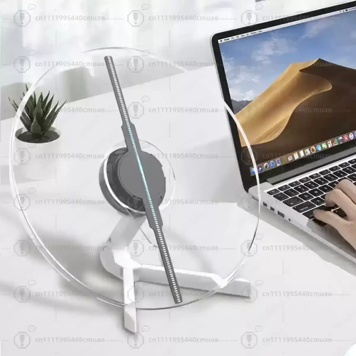 3D Hologram Fan, Naked-Eye 3D Holographic Display for Desktop, Floating LED Advertisement Player, Illusion Vortex Motion Display