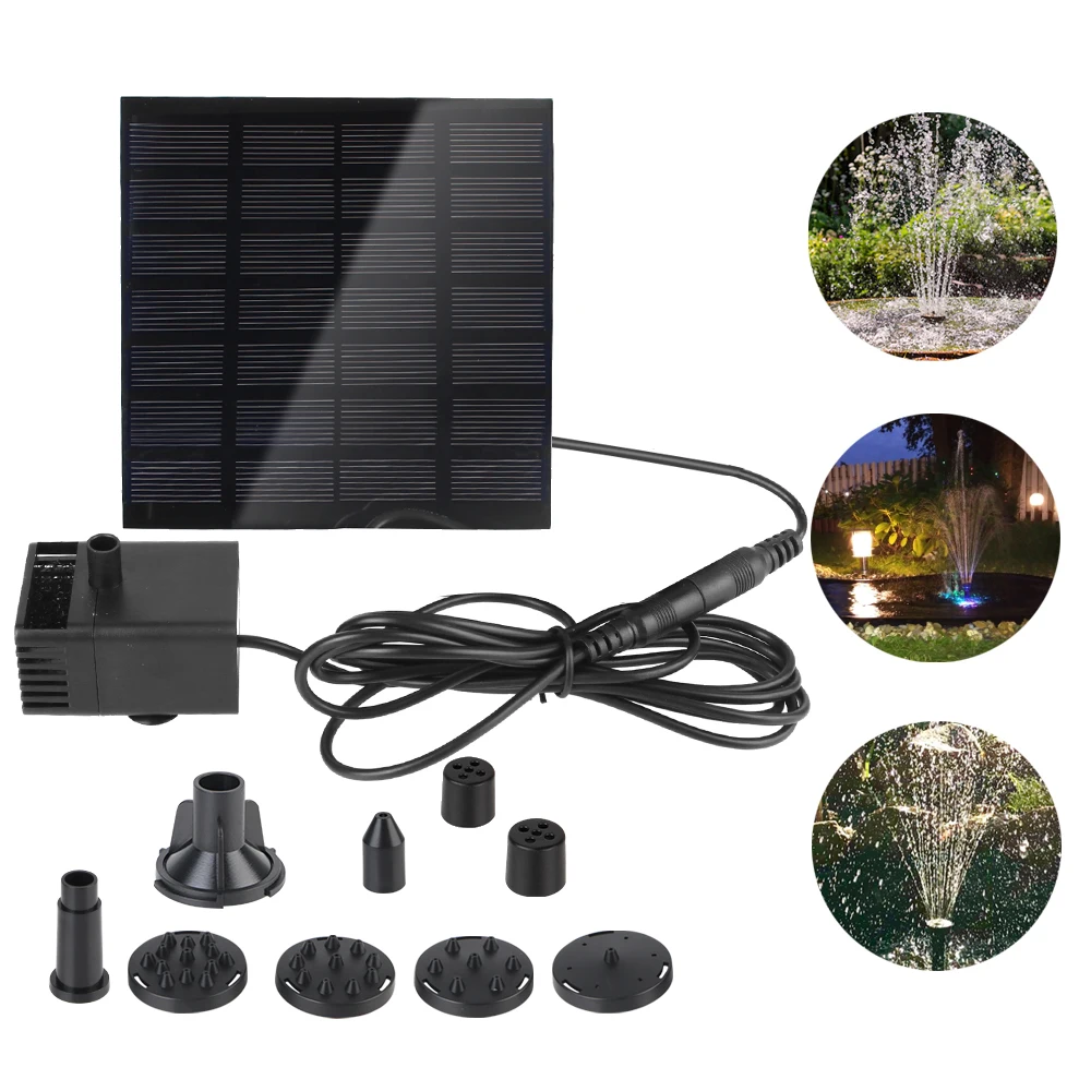 Water Fountain Pool 1.2W Water Sprinkler Sprayer With 7 Spray Heads Solar Panel Powered Outdoor Garden Pond Solar Water Pump