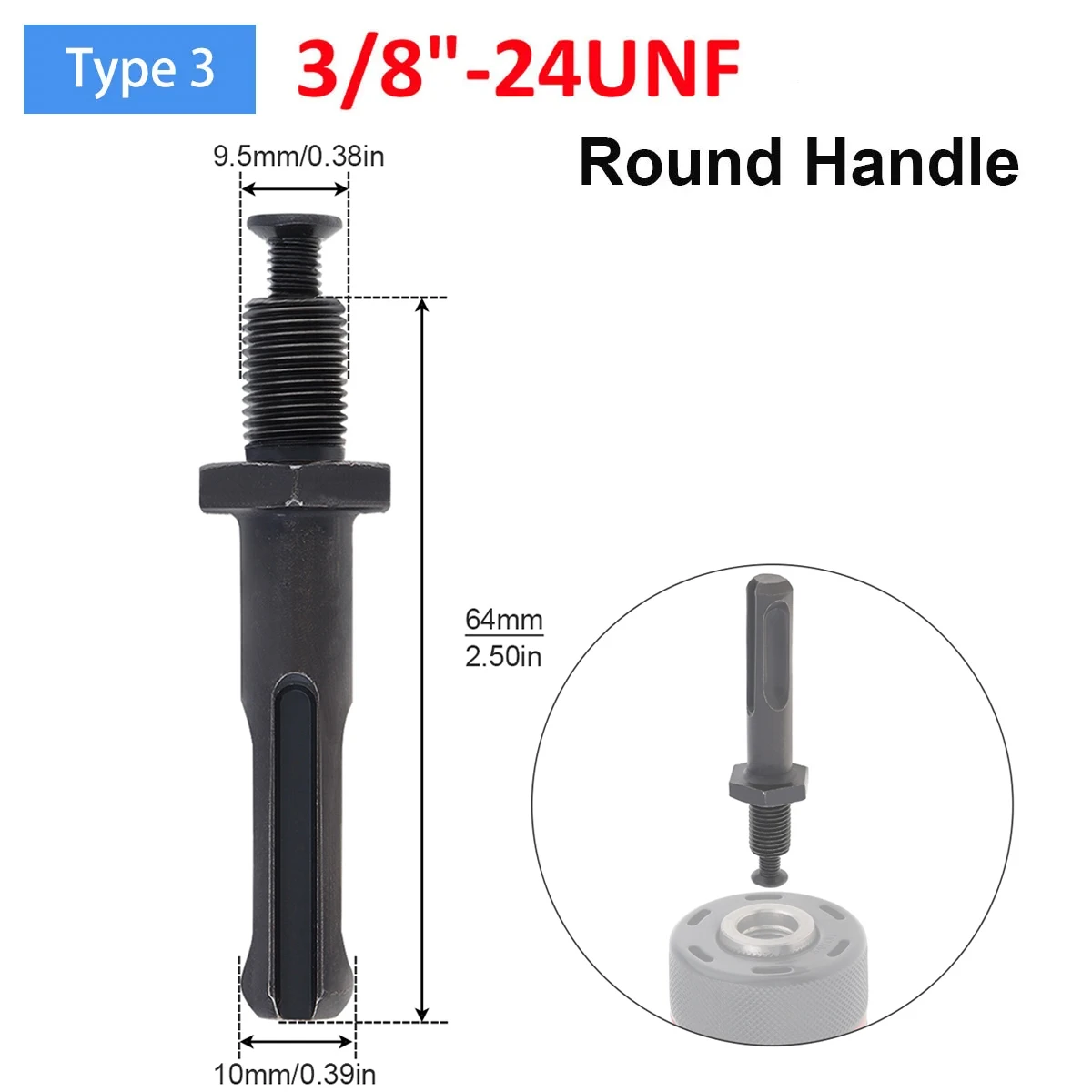 1/2-20UNF 3/8-24UNF Drill Chuck Converter Adapter Extension Tool Square Round Hex Connecting Rod For Electric Hammer Drill