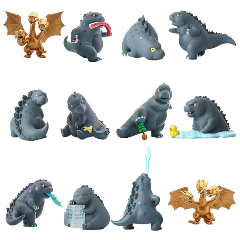 Godzilla Movie Q Version Model King Ghidorah Mini Cartoon 8cm Anime Action Figure Kids Toys Children Kawaii Doll 12 Pcs Style