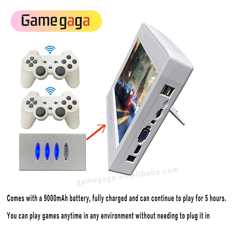 L Video Game Console 10 Inch Screen Portable Gaming Console Built In 26800 Retro Games Wireless
