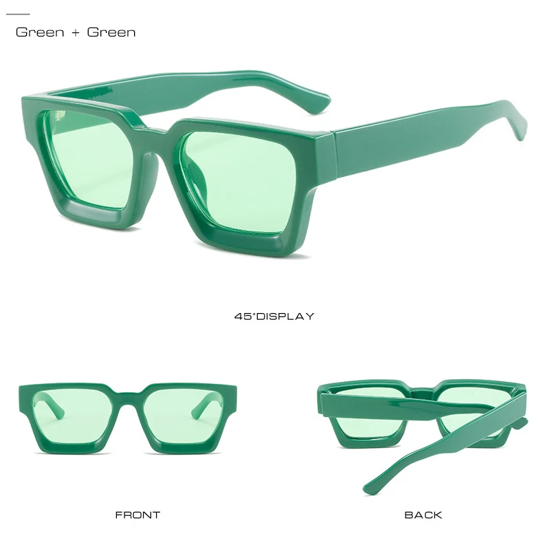 SO&EI Fashion Square Frauen Luxus Sonnenbrille Retro Marke Designer Männer Trend Leopard Blau Grün Sonnenbrille Shades UV400 – Detail 14