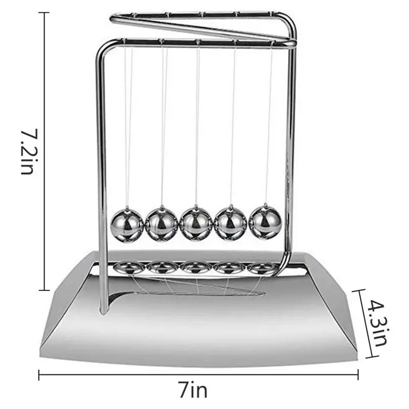 Classic-2X Newton Balls Bring 5 Balls, Z Shape Newton Cradle, Electroplated Metal Material Pendulum Balls With Base view 6