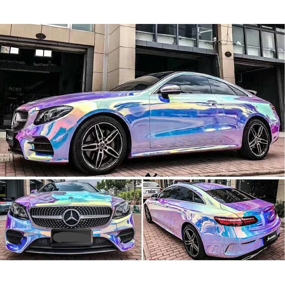 15m/16mx1.35m Holographic Green Rainbow Neo Chrome Car Body Vinyl Wrap Film Roll Sticker Car Styling Decals Not Stretchable