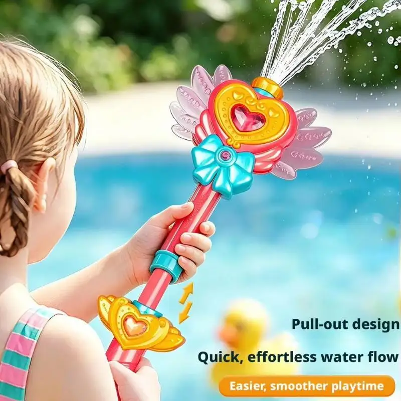 【BS】Girl Toy Water Fairy Magic Wand Pull Type Water Squirt Guns Long Spray Range Colorful For Summer Pool Beach Water Play