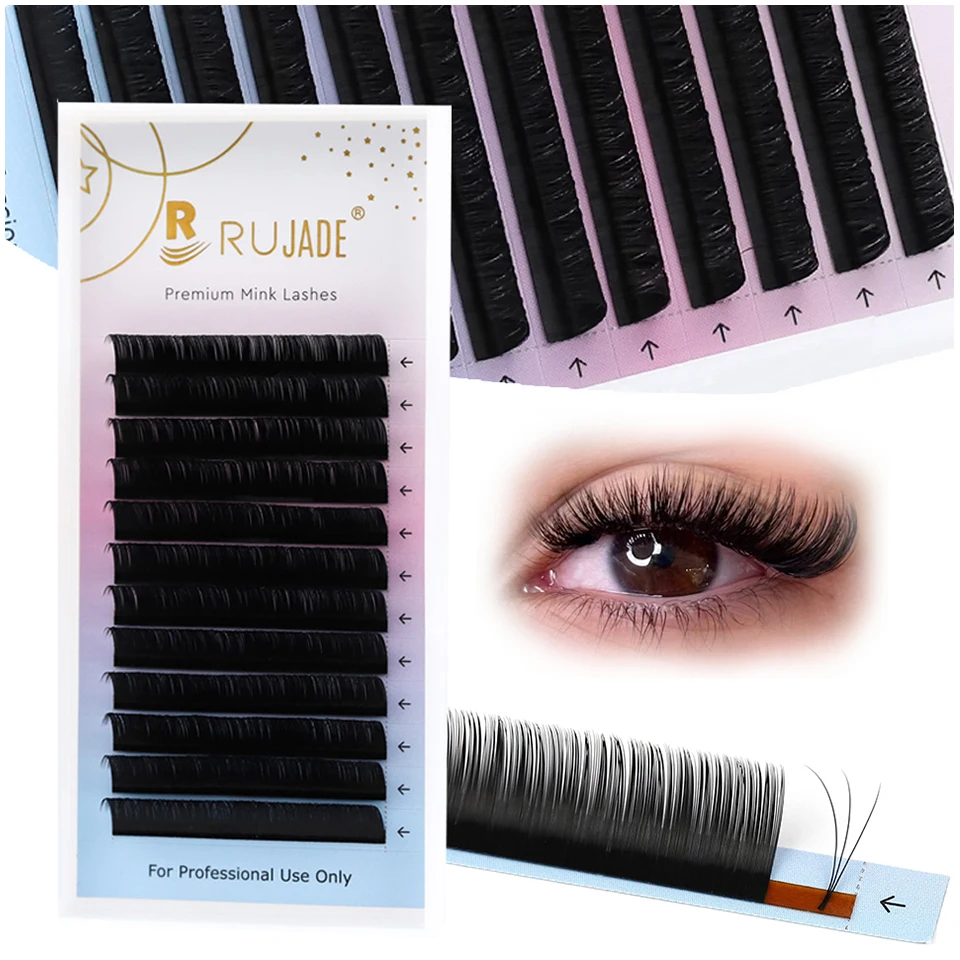 Rujade Faux Cils Lashes Individual Eyelashes Extension Matte Black Professional Soft and Natural Makeup Premium Volume Eyelashes