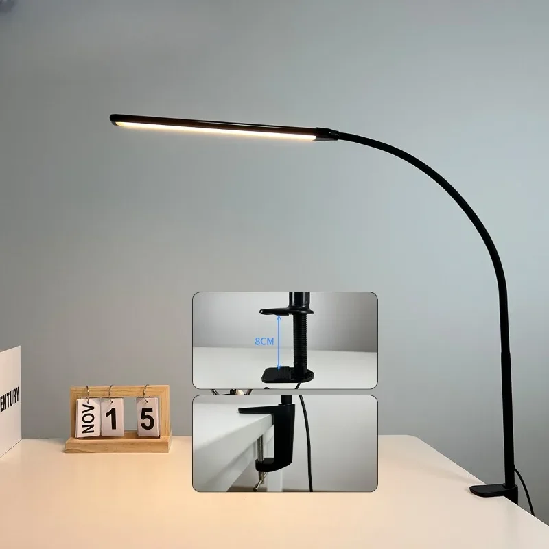 swing Arm Flexible Gooseneck Office Led Learning Desktop Reading Light Table Clamp Book Study Desk Lamp With Clips