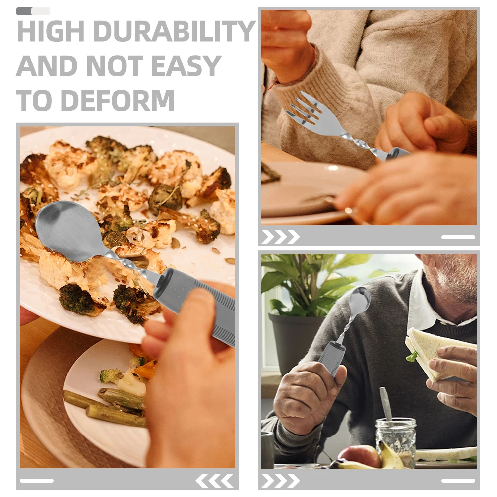 

1 set Non- Tableware Anti-Shaking Adaptive Utensils Pp Stainless Steel Fork Spoon Knife Set for Elderly and Disabled