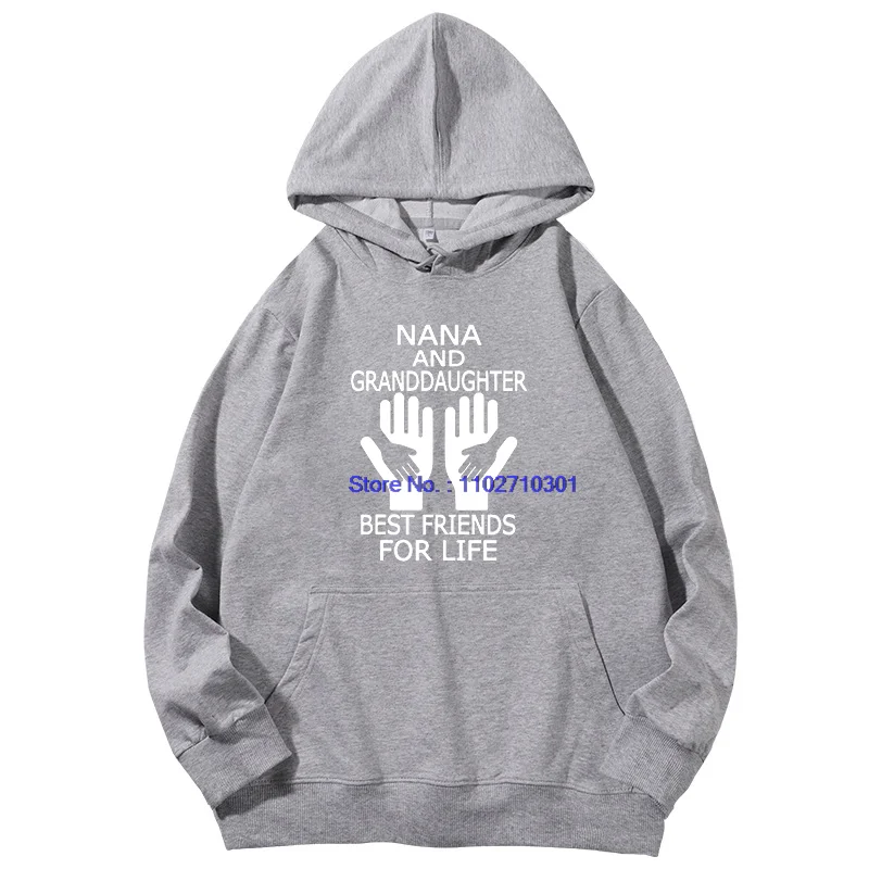 Nana And Granddaughter Best Friends For Life Graphic Hooded Sweatshirts Fashion Birthday Gift Printed Sweater Pullover Hoodies - view 3