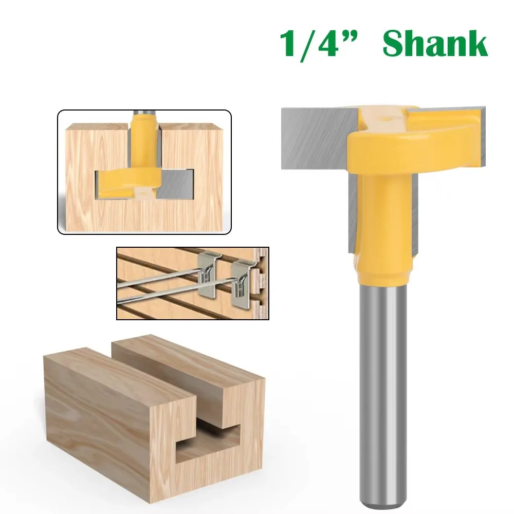 

1PC 1/4" 6.35MM Shank Milling Cutter Wood Carving T-Slot Cutter Router Bit T Slotting Milling Cutter Power Machine Woodworking