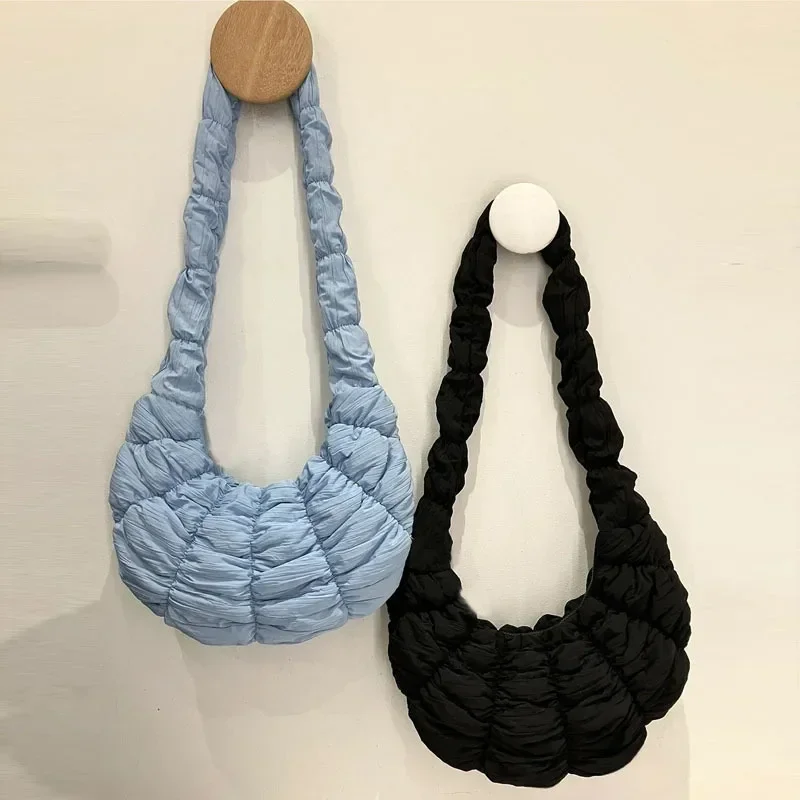 Hobos Cross Bag  Y2k Fashions  Casual Pleated Cloud Single Shoulder Bag Large Capacity Tote  Korean Popular Bag Diagonal Cross