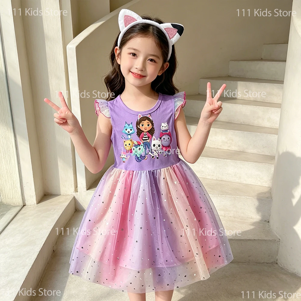 2026 New Summer Casual Dress Girls Gabbys Dress with Headband Cosplay Costume Children Perform Carnival Clothing Birthday Gifts