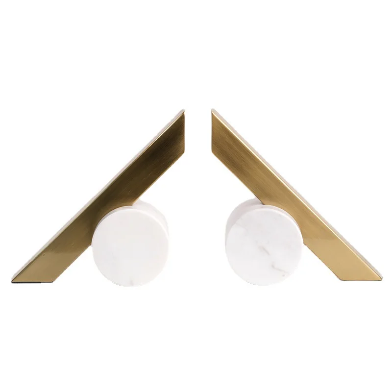Simple modern marble metal geometric triangular bookcase ornament study bookcase model room desktop book by decoration