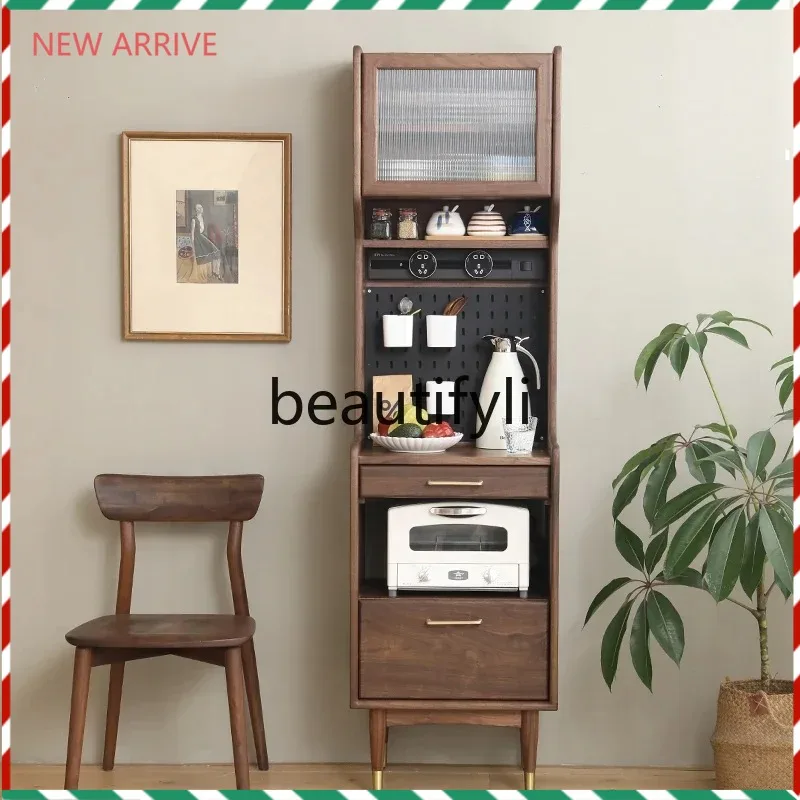 

D2520 Nordic Log Japanese Multifunctional Black Walnut Side Cabinet Storage Locker