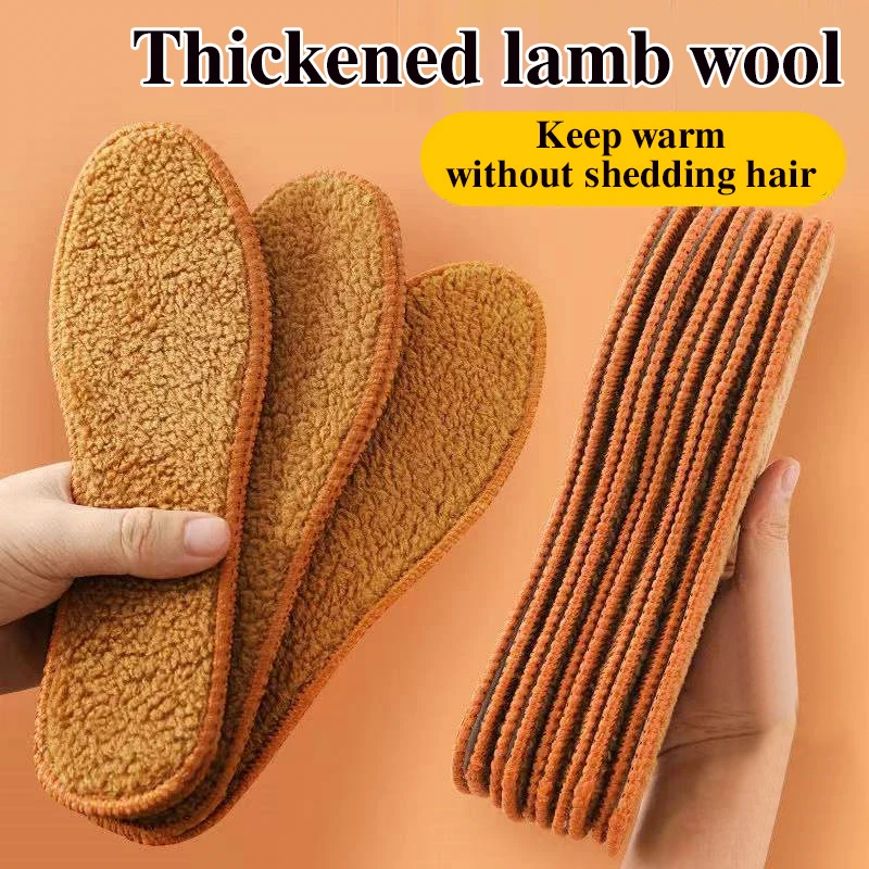 Winter Alpaca Wool Insoles Soft Plush Warm Thicken Foot Thermal Shoe Insole For Women Men Breathable Snow Boots Shoes Heat Pads