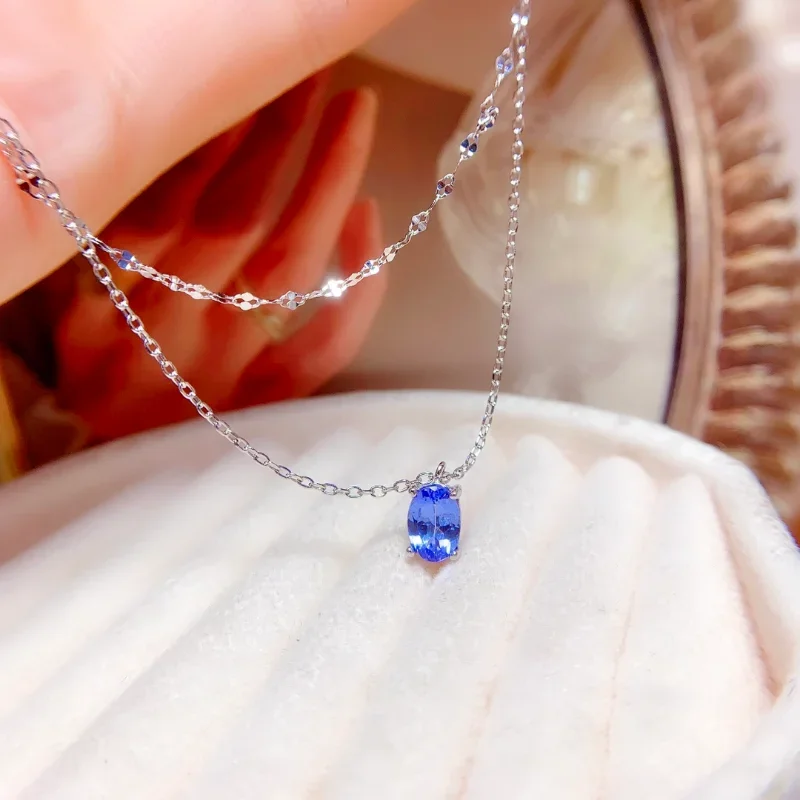 Natural tanzanite pingente colar s925 prata esterlina fina moda charme casamentos jóias para mulher novo 2023