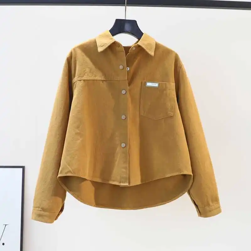 

Pure Cotton Brued Casual Loose Long Sve Workwear irt for Women Commute Sle Korean Version Spring Autumn New Arrival