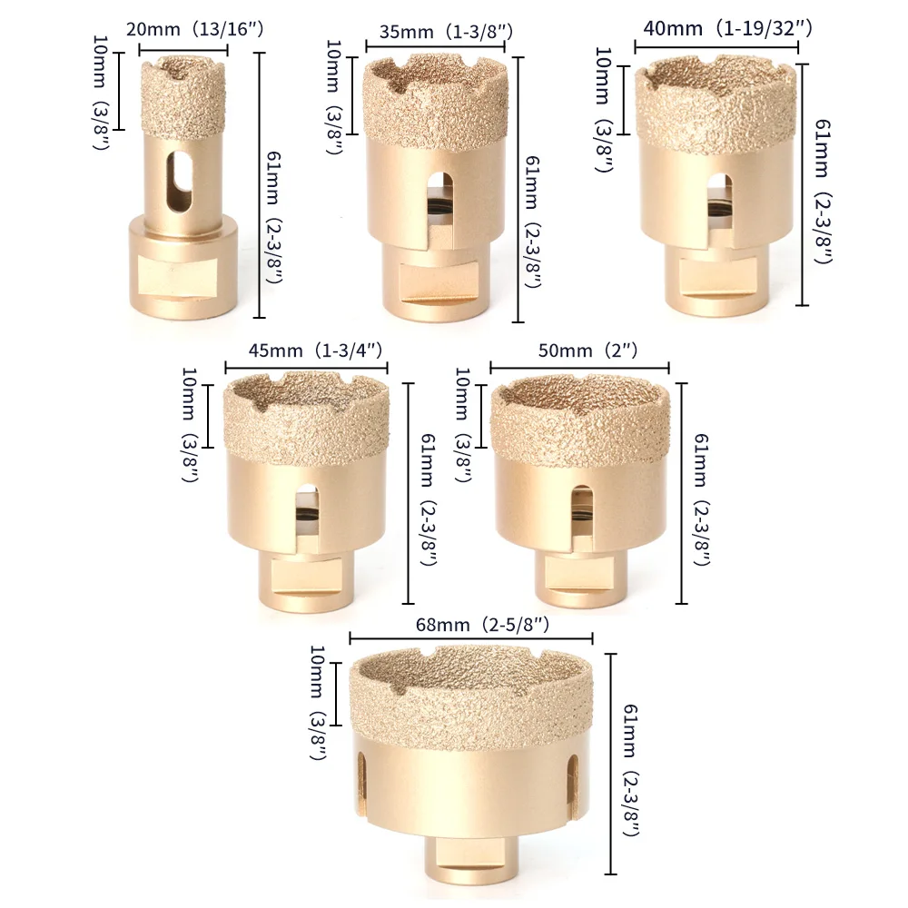 M14 Draad Diamant Droog Vacuümgesoldeerde Boren Kernboren Set Porselein Cup Zaag Tegels Graniet Marmer Gatenzaag Gereedschap 5/6/8 STUKS