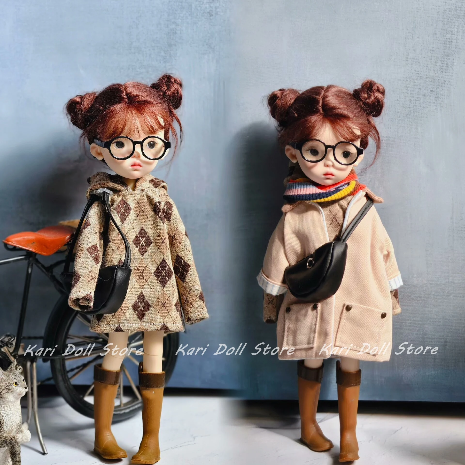 

Kari Doll Clothes and skirts College style featuring trench coat sweatshirt and scarf set for Landazz Landoudou Doll