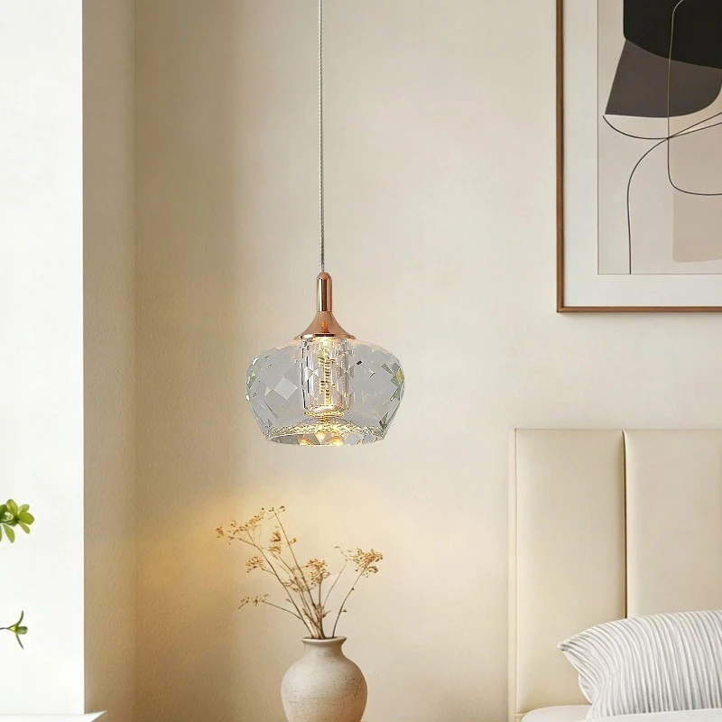 Französischer Stil Luxuriöser Kristall-Kronleuchter Moderne Minimalistische Pendelleuchte Schlafzimmer Nachttischlampe Esszimmer Eingangsbereich Beleuchtung
