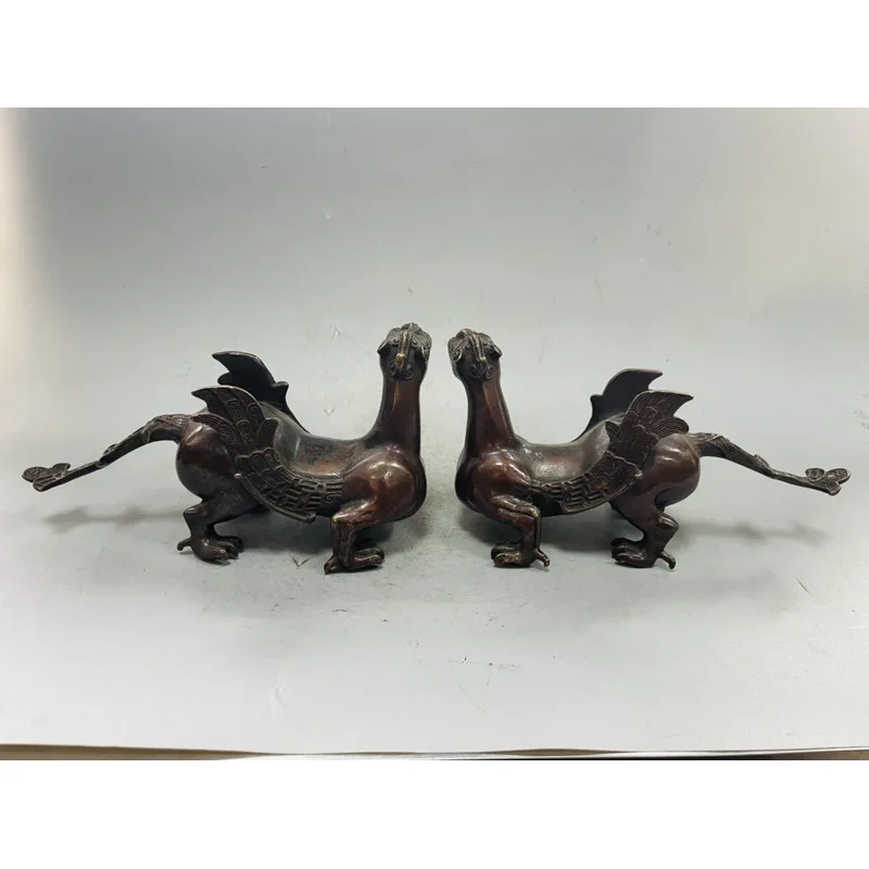 A pair of brass monsters, walking Pixiu , bronze flying monster crafts and gift ornaments