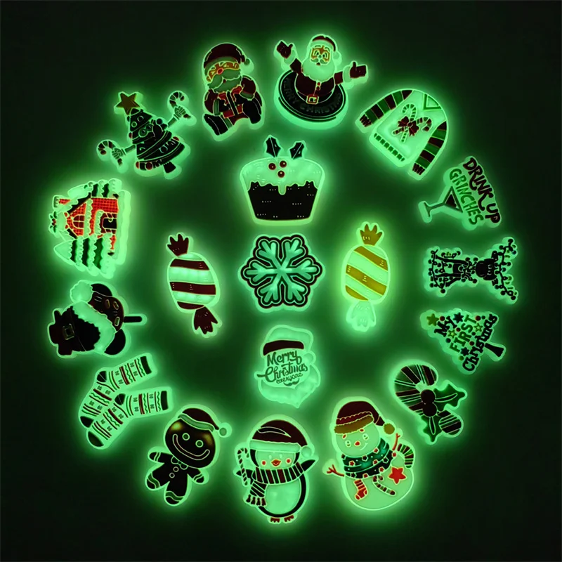 

19Pcs PVC shoes, funny cartoon ornaments Crocodile charms men's and children's glow-in-the-dark unisex Christmas gifts