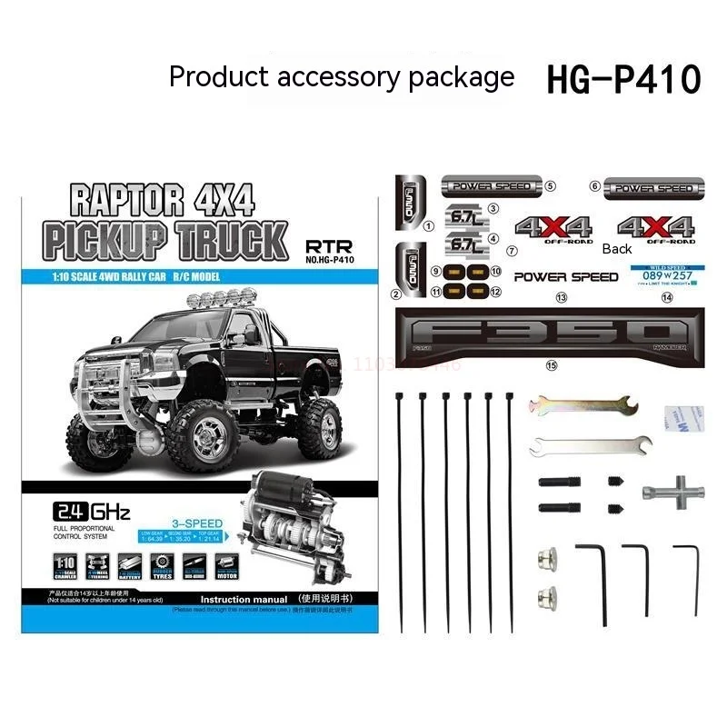 HG RC 2.4G 4WD شاحنة على الطرق الوعرة تسلق مركبة نموذج 1/10 رابتور P410 سرعة 30 كم/ساعة التحكم عن بعد لعبة الكبار