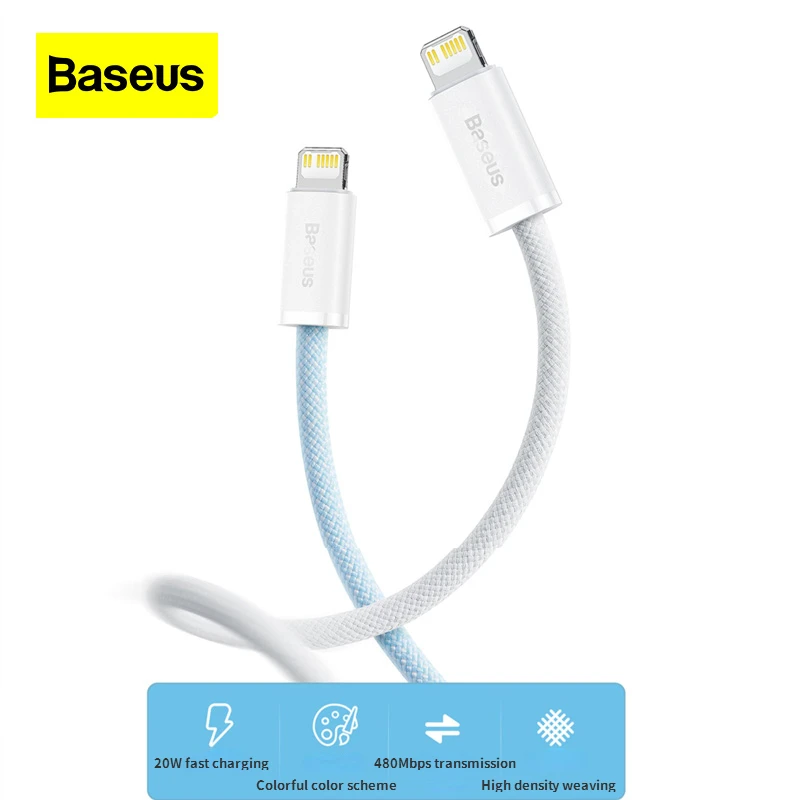 Baseus USB To Lightning Fast Charging Cable for IPhone 14 13 Promax Mobile Car Type-C To Lighting PD 20W White Ipad Data Cable