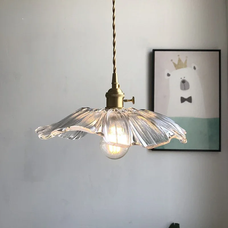 

Modern Glass Pendant Light for Bedroom Kitchen Dining Room Hanging Lamp Flower Luminaire Chandelier Nordic Lighting Cafe Bar