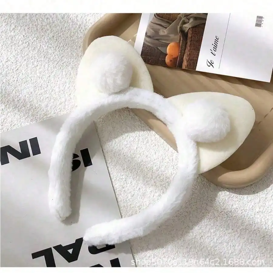 

Милая плюшевая повязка на голову с кошачьими ушками в корейском стиле, аксессуар для волос для женщин, для повседневного использования, дома и вечеринок