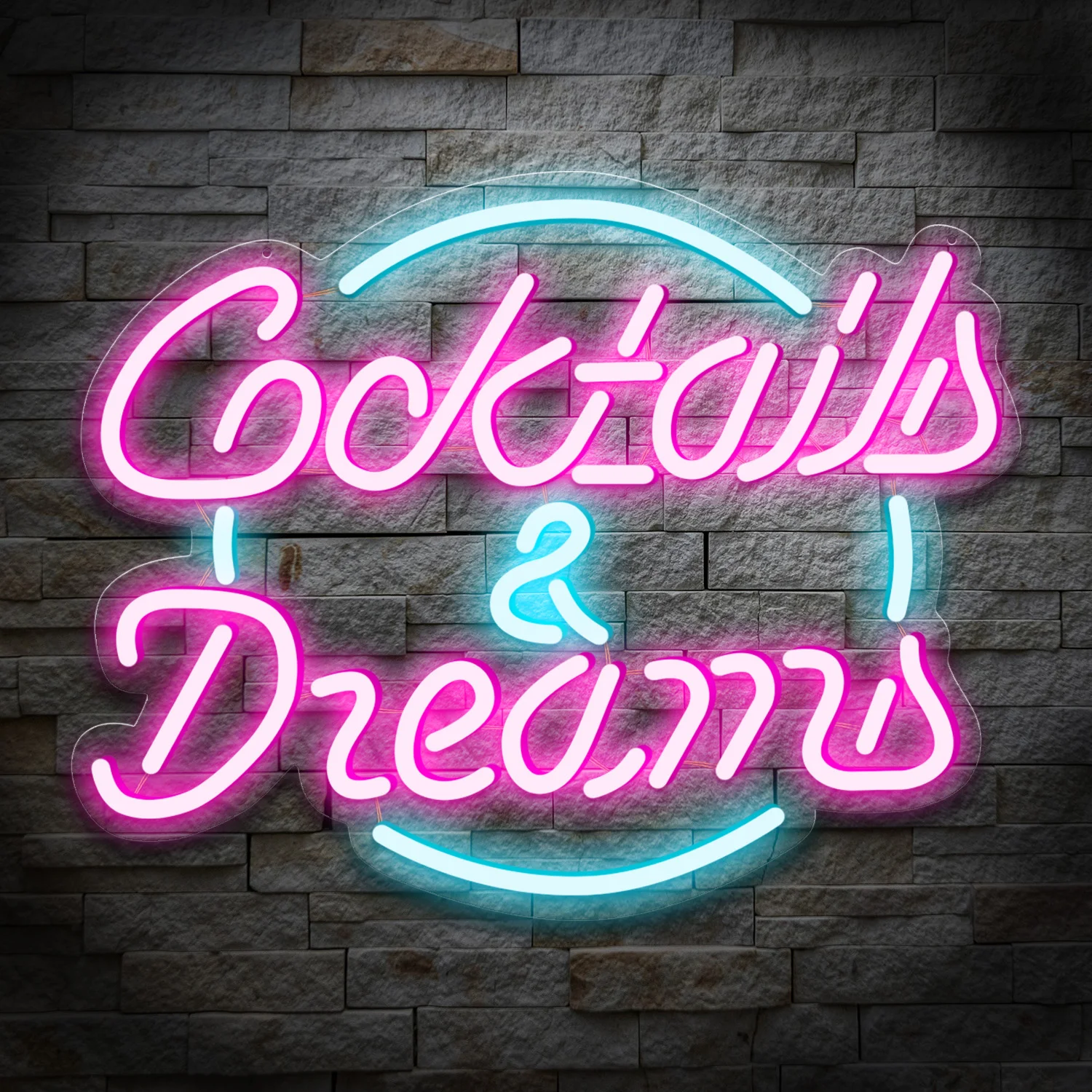 1 cocktail and dream neon sign, used for bar, club, bedroom, hotel, caf é, wedding, birthday party, men's cave decoration, USB