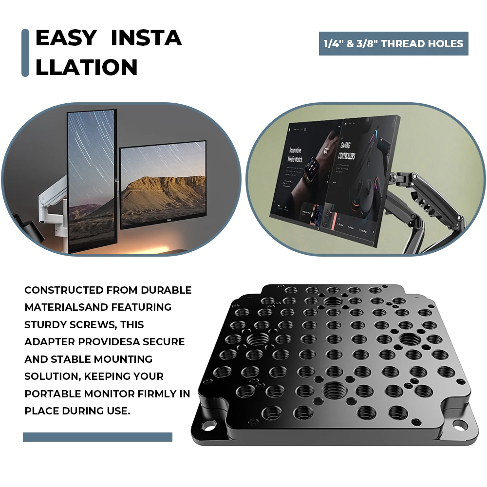 لوحة تركيب كاميرا HDRig VESA لوحة جبن متعددة الأغراض مع حامل VESA مقاس 75 مم، مع فتحات خيط 1/4 بوصة و3/8 بوصة لوح أساسي