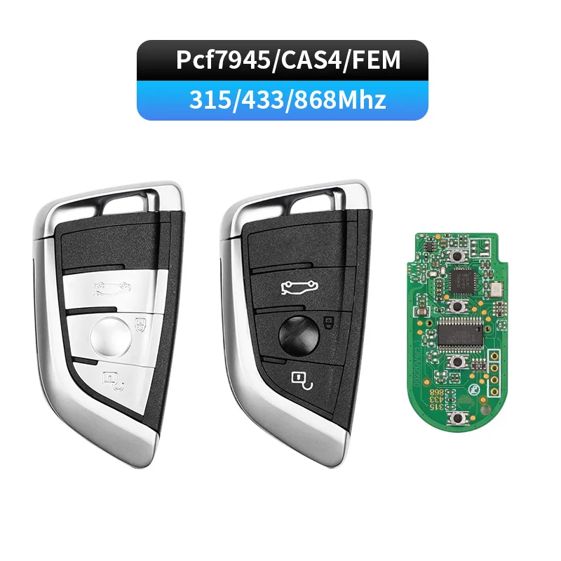 3/4 Button Smart Remote Car Key with PCF7945 ID49 Chip 315/433/868MHz For BMW CAS4 FEM BDC F30 F10 F15 F48 HU92 Uncut Blade