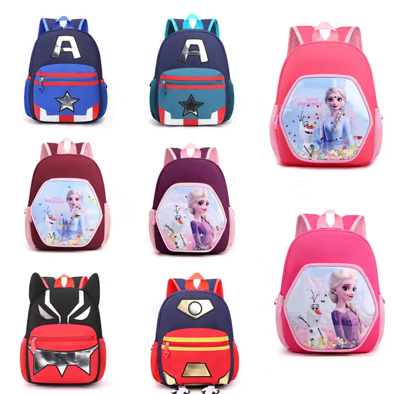 

2022 Disney Frozen Kindergarten Bag For Girls Elsa Anna Marvel Student Shoulder Orthopedic Backpack Large Capacity Mochila