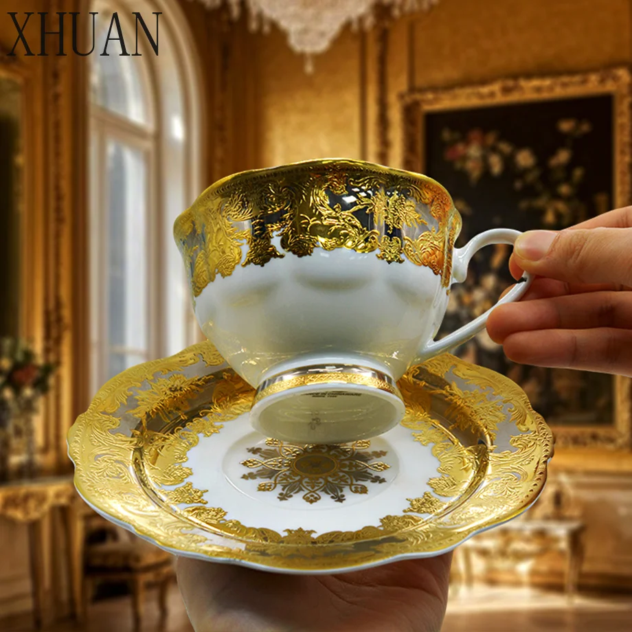 24pcs Royal Family Luxury Style Dinner Set Gold High End Royal Modern And Luxury Coffee Tea Cup Set For Afternoon Tea 6 Person