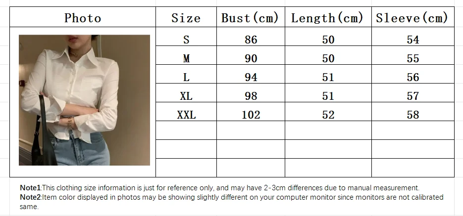 Koreanische Weiß Büro Frauen Chiffon Hemd Tasche Taste Revers Damen Bluse Frühling Pendler Langarm Neue Weibliche Crop Tops – Detail 1