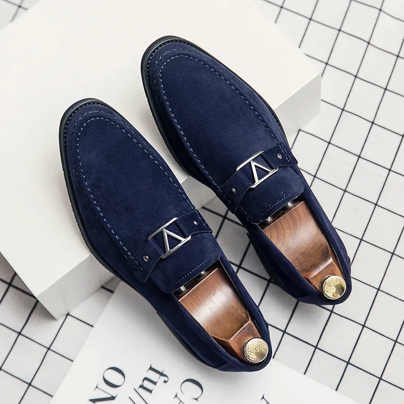 2024 Men\'s Luxury Suede Party Leather Shoes Fashion Business Loafers Man Banquet Shoes Dress Shoes Casual Plus Size 38-48