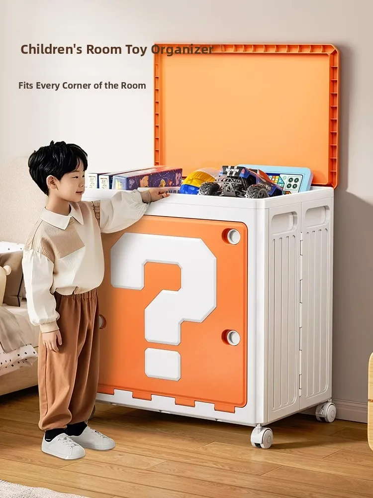 

Large Capaci Toy Storage Box with Wheels for Living Room Children's Storage Box Slide Cover Household Organizer Box