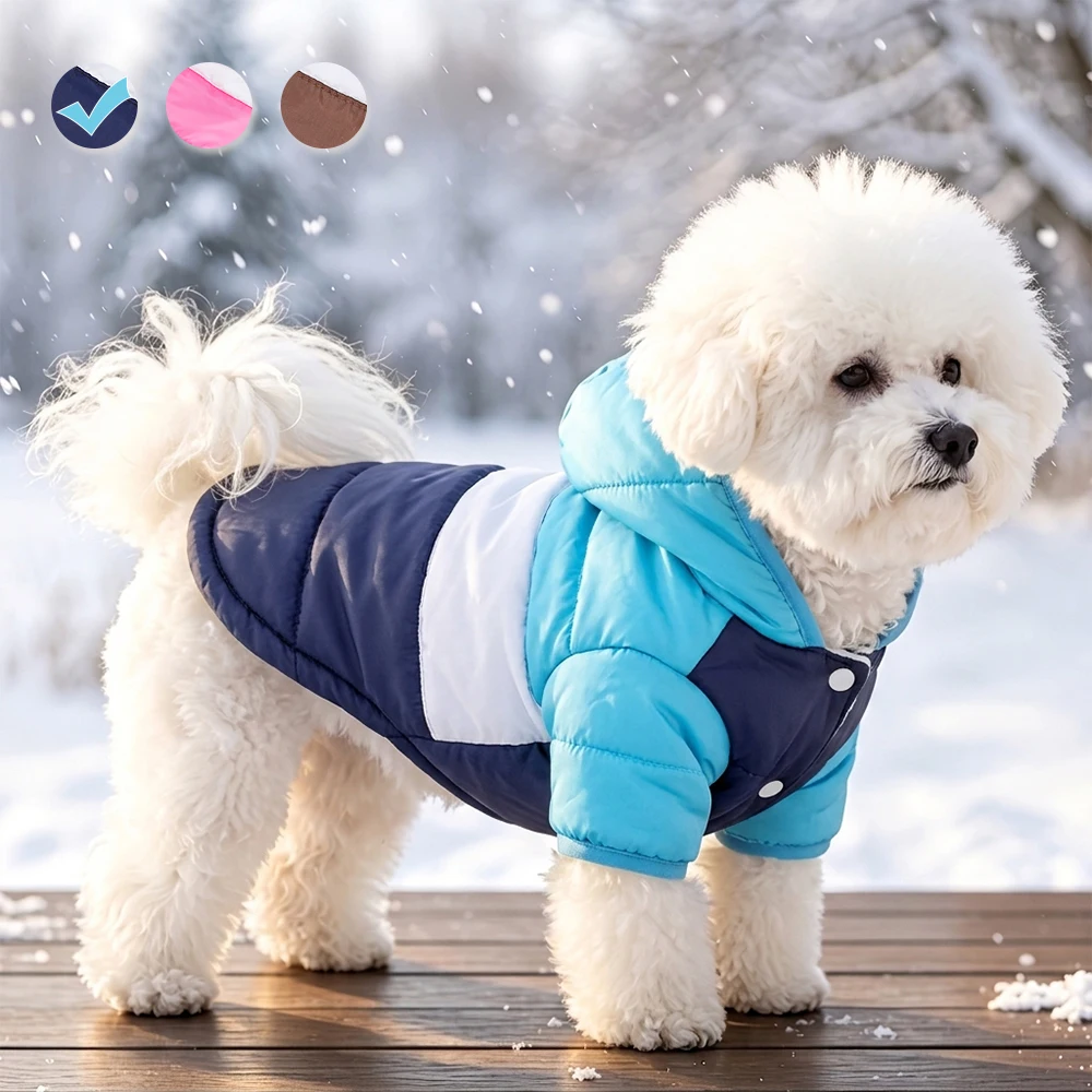 Wintermantel mit Kapuze für kleine und mittelgroße Hunde und Katzen, winddichte warme Hundejacke, weich gepolsterte Welpenkleidung, Chihuahua-Yorkie-Overall.