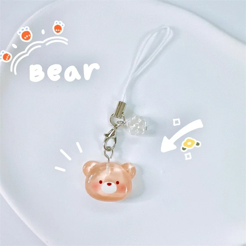 Cute Animal Phone Charm-Kawaii Keychains Transparent Jelly Aesthetic Gift Accessories y2k AirPods strap strings