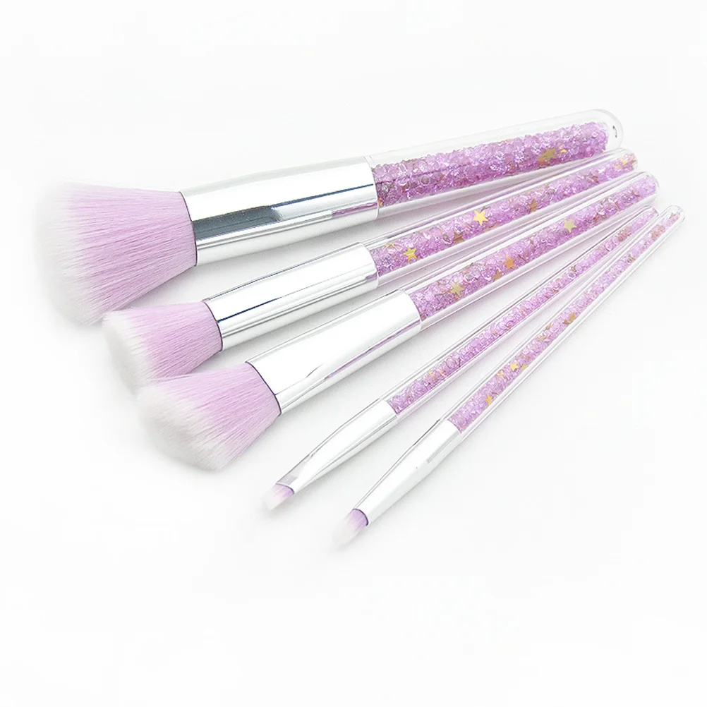

Beavorty 5 Set Mineral Powder Foundation Brush Face Eyeshadow Makeup Crystal Particles Eyebrow Tool