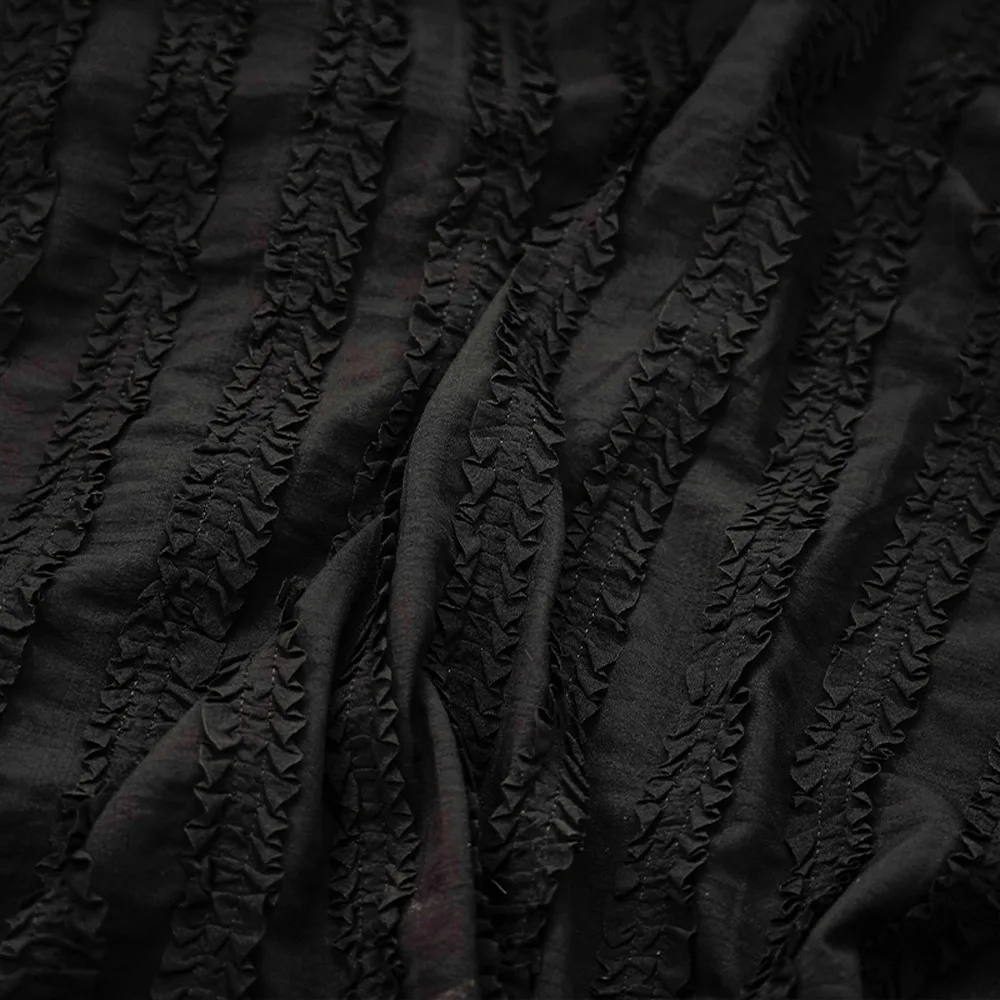 Ruffle Embossed Striped Fabric Multi Color Mesh Cloth for Spring Summer Dress Wedding Party Garment By The Meter