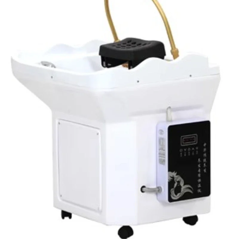 Mobile head care bed, hair salon, shampoo basin with fumigation and steam water circulation