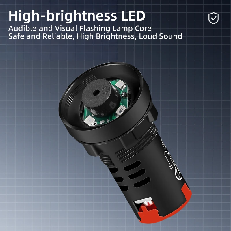 وامض الطنان التيار المتناوب/تيار مستمر العالمي 24 فولت 110 فولت 220 فولت إنذار أحمر أخضر أصفر LED متقطع الصوت مصباح إشارة مفتاح مقبض #2